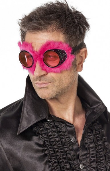 Gafas de sol estilo aviador de felpa en rosa de Crazy