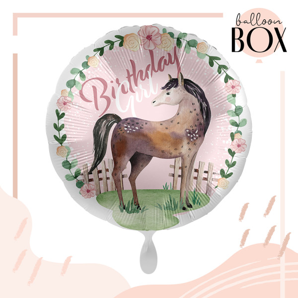 Heliumballon in der Box Charming Horse Birthday 2