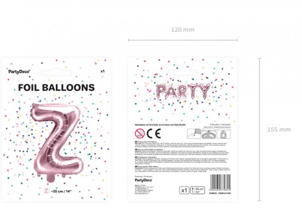 Ballon aluminium Z or rose 35cm 5