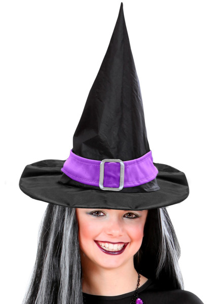 Chapeau de sorcière pour enfant noir-violet