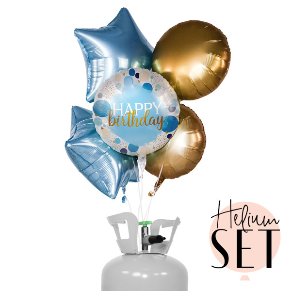 Lucky Birthday Ballonbouquet-Set mit Heliumbehälter