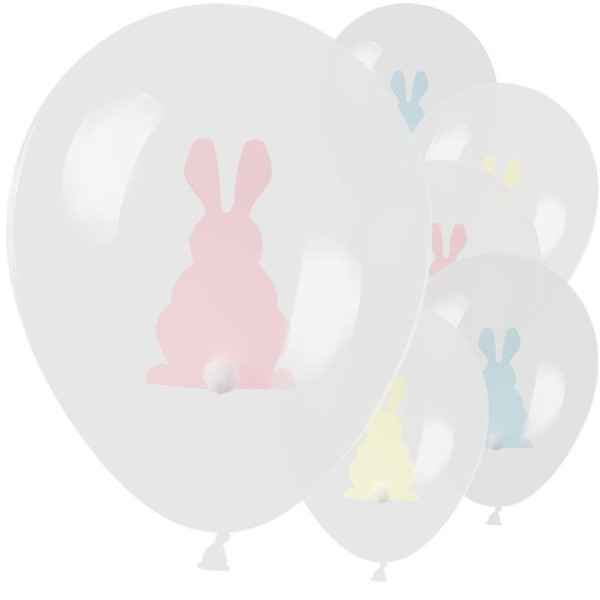 9 Easter bunny latex balloons with pompons 30cm