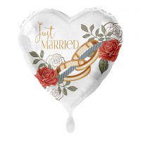 Just Married Rings Heart Foil Balloon 43cm