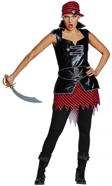 Disfraz de pirata Zora conquistador de los mares negro y rojo para mujer
