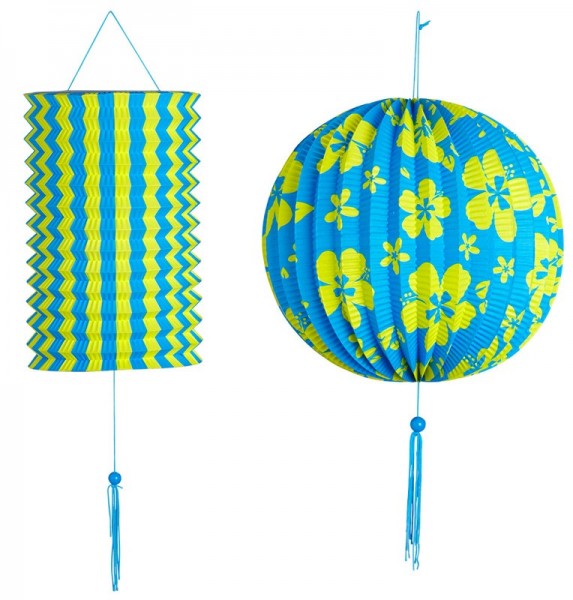 2-piece lantern set with floral decoration