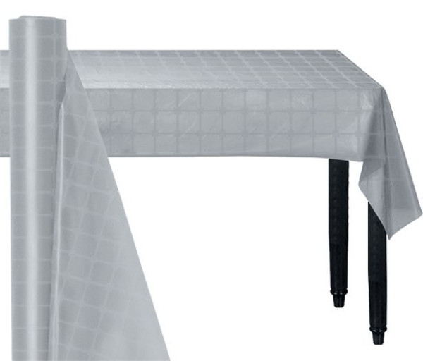 Zilverkleurige papieren tafel op rol 8 x 1,2 meter