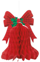 Czerwony świąteczny dzwonek o strukturze plastra miodu wisząca dekoracja 38 cm