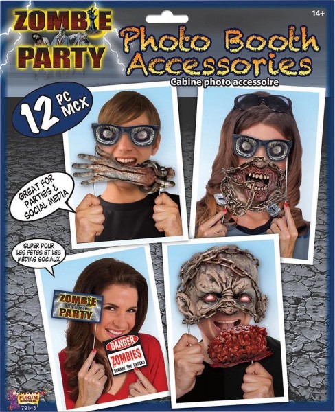 Accessoires de boîte photo de fête zombie effrayant 12 pièces