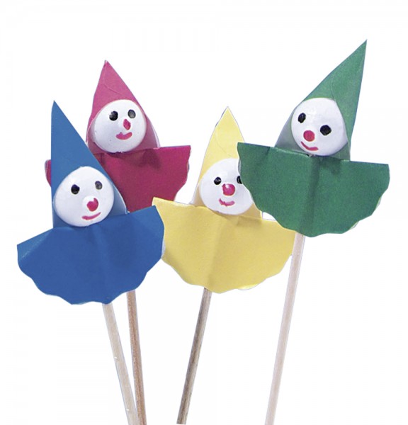 8 funny party clown skewers colorful 6.7cm