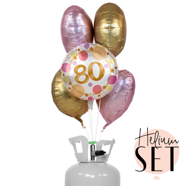 Shiny Dots 80 Ballonbouquet-Set mit Heliumbehälter