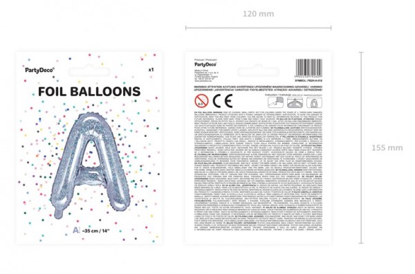 Holografisk A folieballong 35cm 2
