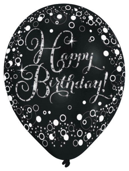 6 funklende balloner Tillykke med fødselsdagen pink lilla sort 3
