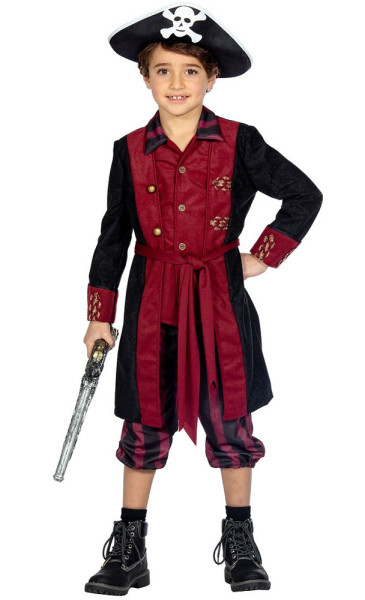 Costume da pirata rosso bordeaux per bambino