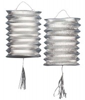 2 lanternes accordéon argent métallique 25cm