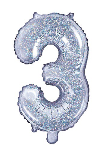 Holographic number 3 foil balloon 35cm