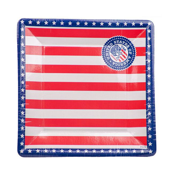8 piatti di carta USA party square 25cm