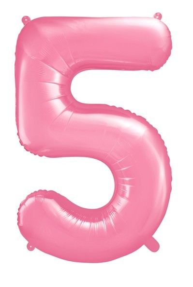 Nummer 5 folie ballon lyserød 86cm