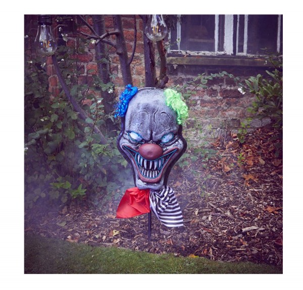 Leuchtender Horror Clown Kopf auf Stab 83cm