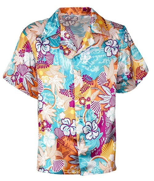 Camicia hawaiana turchese per uomo 4