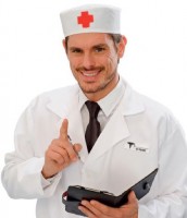 Aperçu: Casquette de médecin paramédical blanc-rouge