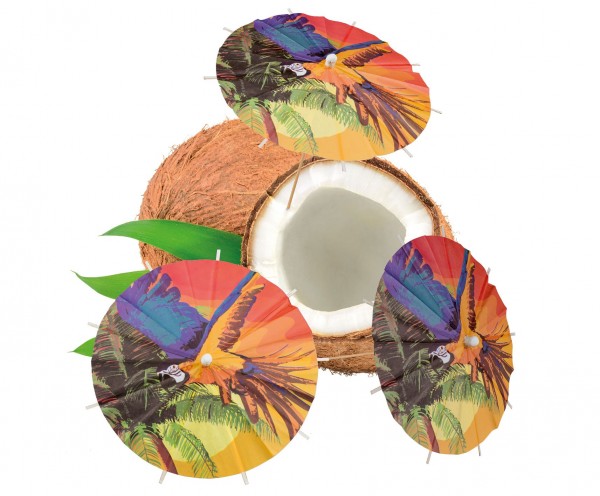 6 coloridas sombrillas de cóctel de playa Hawaii