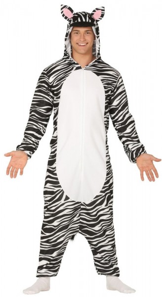 Gosig zebra jumpsuit för vuxna