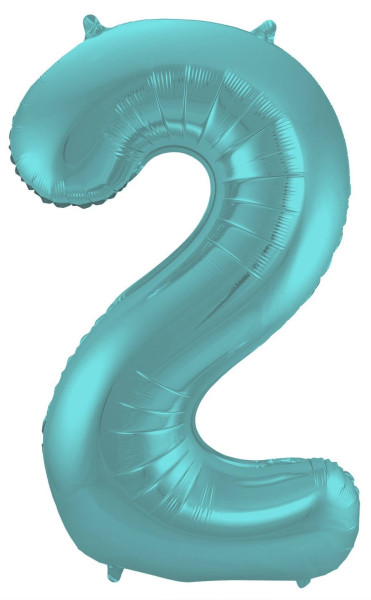 Aqua number 2 foil balloon 86cm