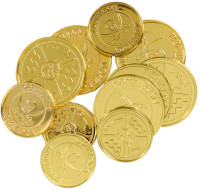 Vorschau: 12 Goldmünzen Piratenschatz Set für Kinder