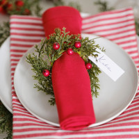 6 napkin rings wreaths with cards