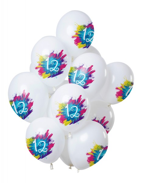 12-årsdag 12 latexballonger Color Splash