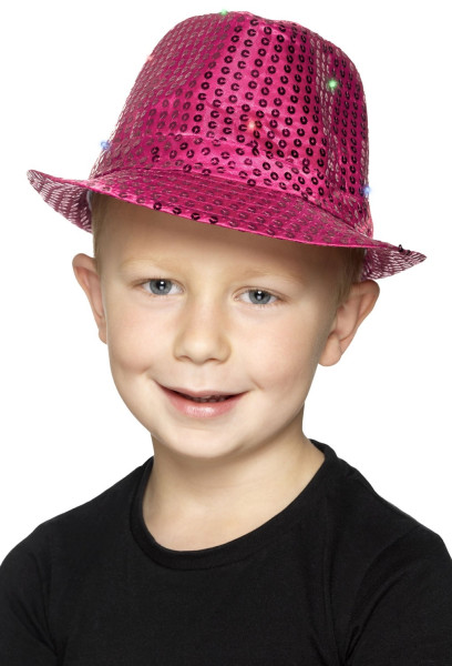 Cappello a paillette LED rosa