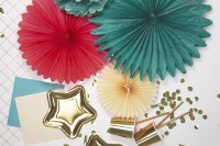 Preview: 3 paper rosettes party star red