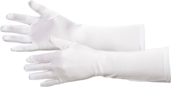 Velvety satin gloves white 40 cm