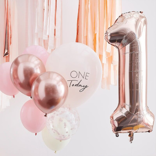 Zestaw balonów One Today w kolorze różowego złota