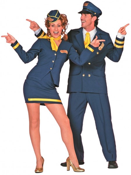 Kostium sexy stewardessa damski niebieski
