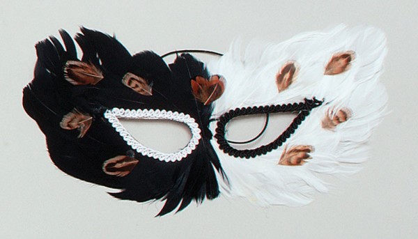 Venezianische Feder Maske Schwarz Weiß