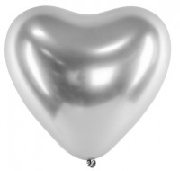 50 balonów w kształcie serca srebrnych 27cm