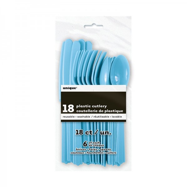 Party cutlery set Luise light blue 18 pieces 2