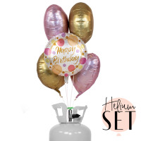 Vorschau: Shiny Dots Birthday Ballonbouquet-Set mit Heliumbehälter