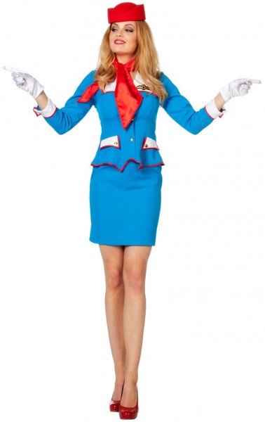 Blå stewardesse kostume Betty