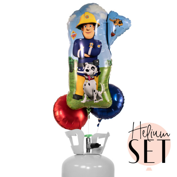 Fireman Sam Ballonbouquet-Set mit Heliumbehälter