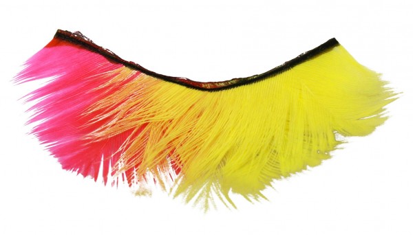 Elegant feather eyelashes pink yellow 3