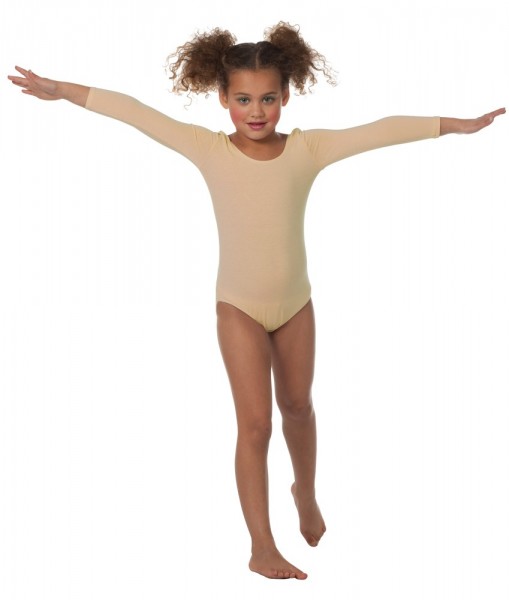 Body z długim rękawem dla dzieci w kolorze beżowym