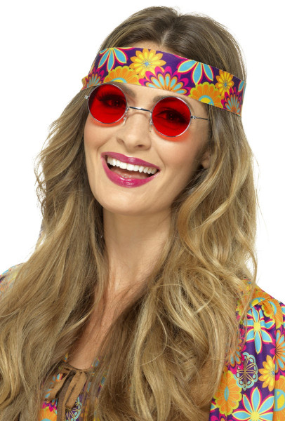 Hippie Brille Rot-Silber 2
