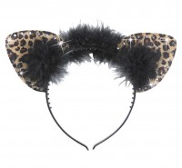 Leoro headband with rhinestone leopard ears