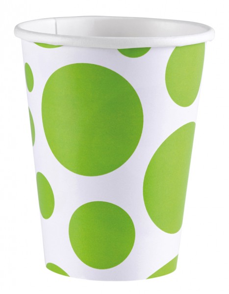 Party Paper Cup Bianco con Kiwi Green Dots 266ml