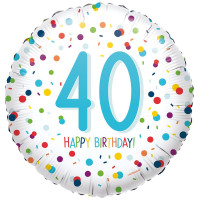 Ballon en feuille de confettis 40e anniversaire 45cm