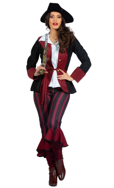 Bordeauxrote Piratin Kostüm für Damen 2