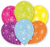 6 festballoner farverige mousserende stjerner