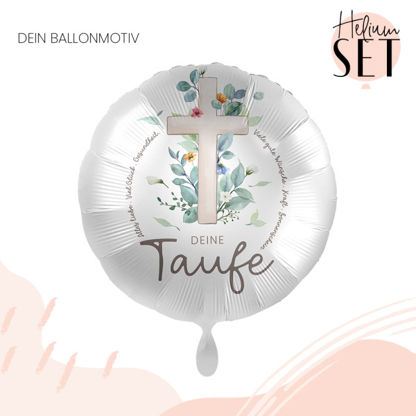 Deine Taufe Ballonbouquet-Set mit Heliumbehälter